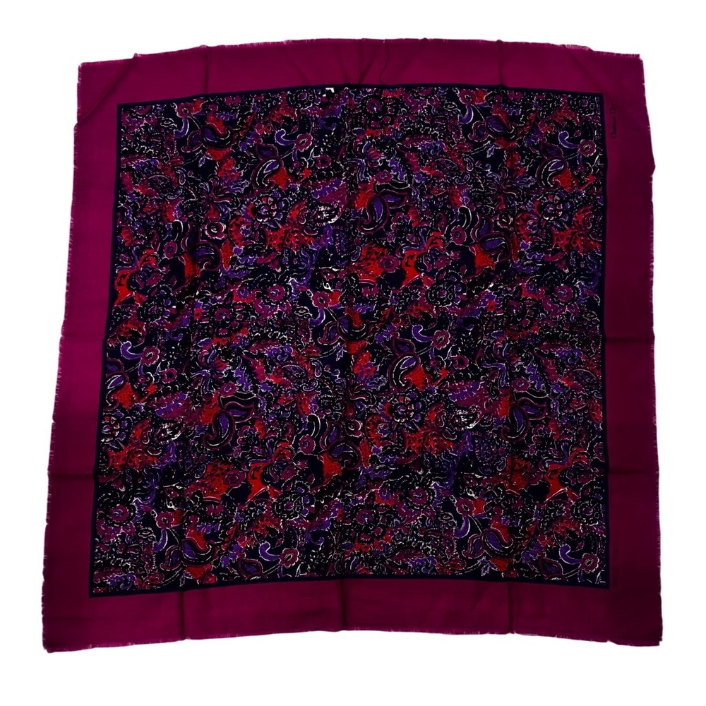 Christian Dior ECharpes Vintage Wool Scarf Magenta Fuscia Paisley Japan 35" RARE - Picture 2 of 10